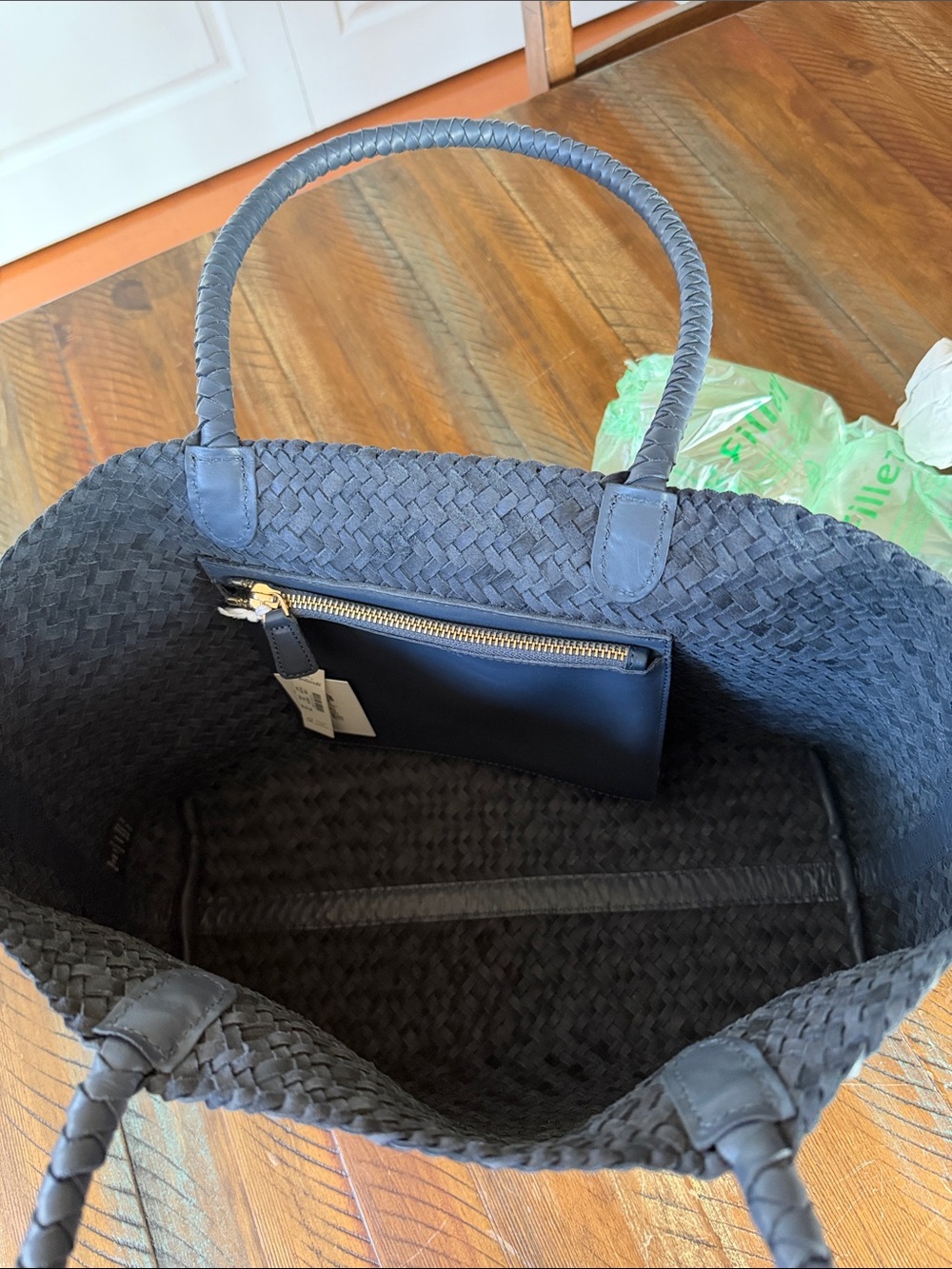 Women’s Madewell Leather Woven Tote Bag New NWT - Picture 4 of 5